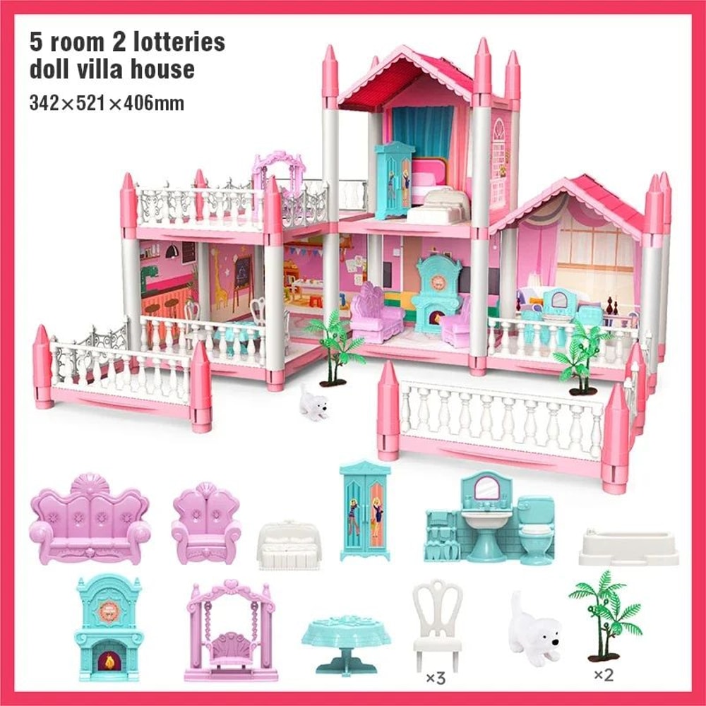 3D DIY Dream Princess Castle Villa Doll House 9