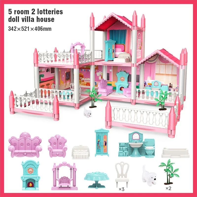 3D DIY Dream Princess Castle Villa Doll House 9