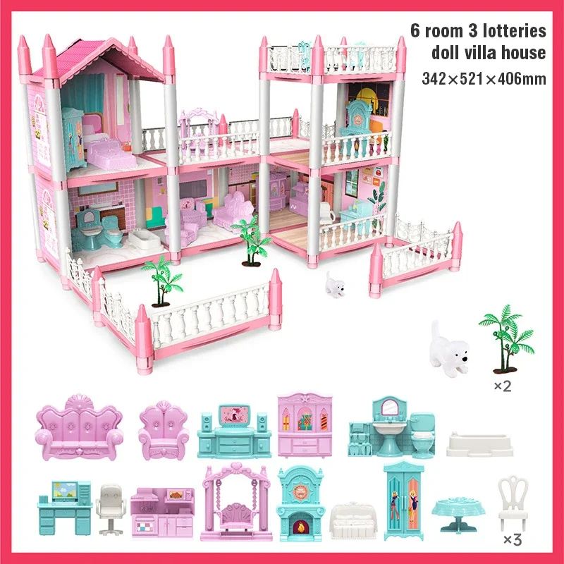 3D DIY Dream Princess Castle Villa Doll House 10