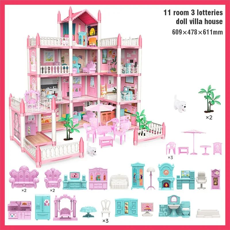 3D DIY Dream Princess Castle Villa Doll House 13