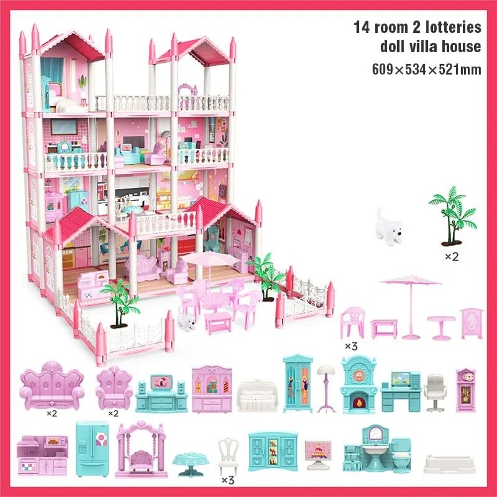 3D DIY Dream Princess Castle Villa Doll House 14