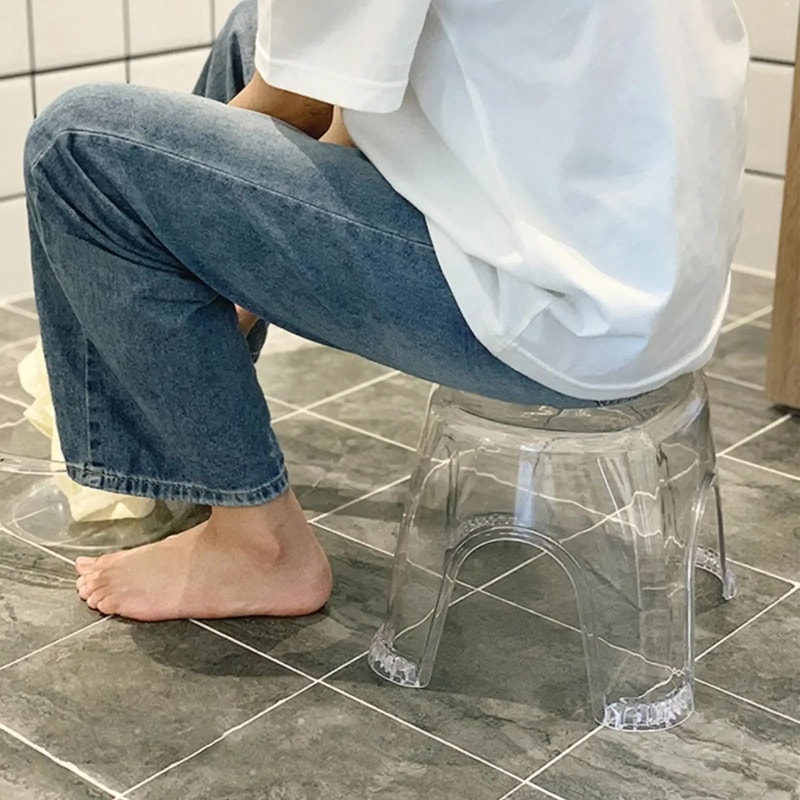 Transparent Acrylic NonSlip Bathroom Stool 3