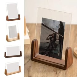 walnut and beech acrylic u-shape photo frame