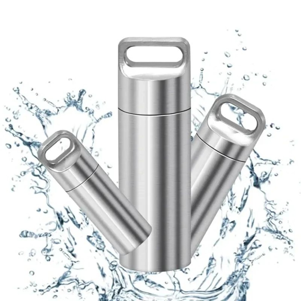 304 Stainless Steel Waterproof Mini Portable Sealed Container With Keychain 1