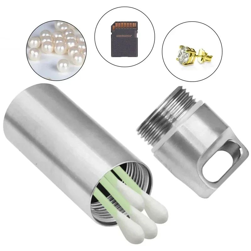 304 Stainless Steel Waterproof Mini Portable Sealed Container With Keychain 2