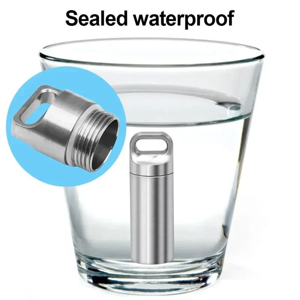 304 Stainless Steel Waterproof Mini Portable Sealed Container With Keychain 3
