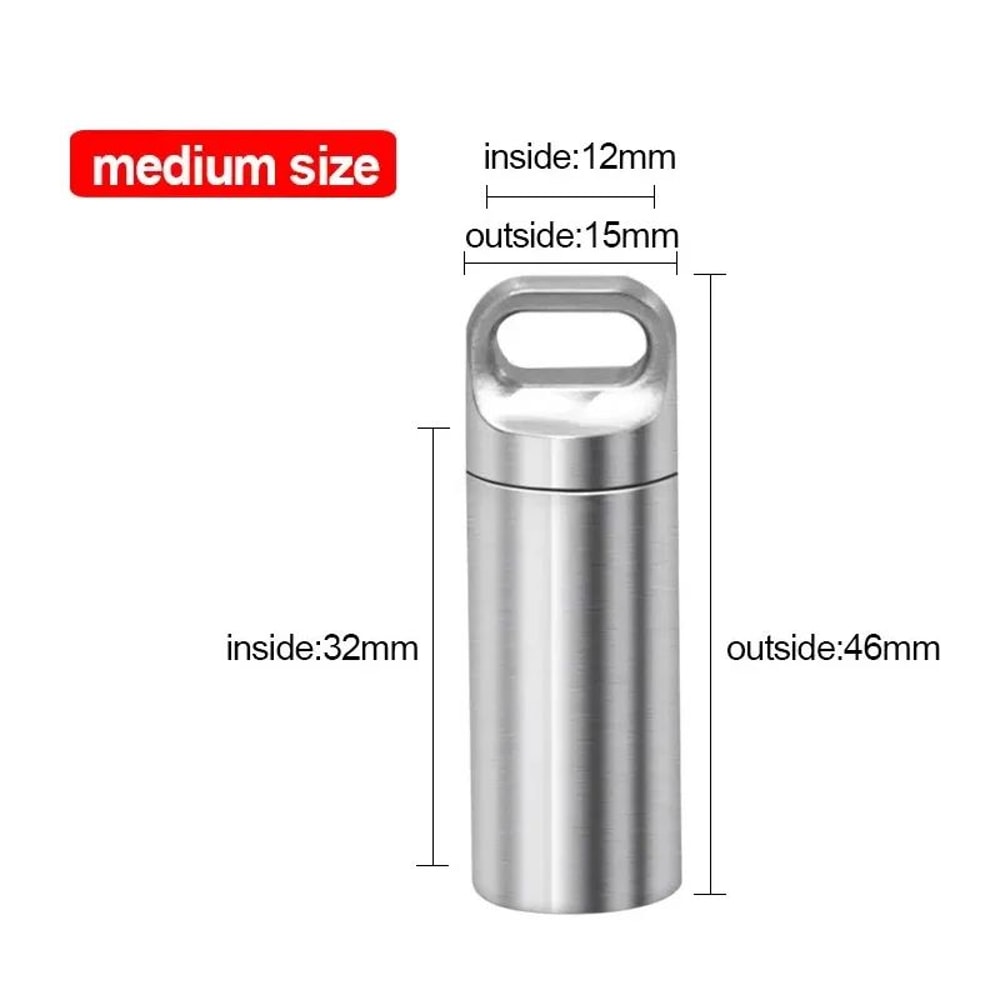 304 Stainless Steel Waterproof Mini Portable Sealed Container With Keychain 13