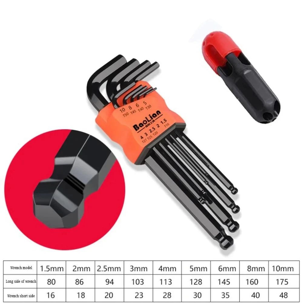 9pcs Long Ball End Hex Wrench Set 9