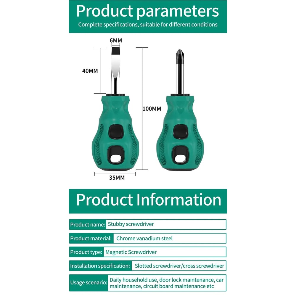 Magnetic Mini Short Handle Screwdriver Set 11