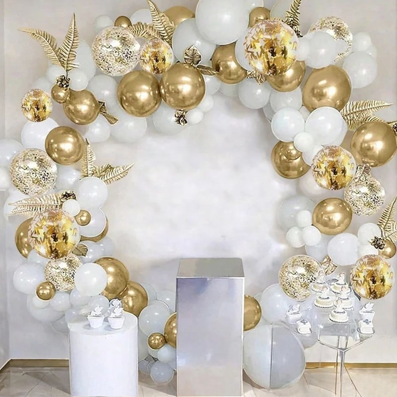White And Gold Party Balloon Set 2