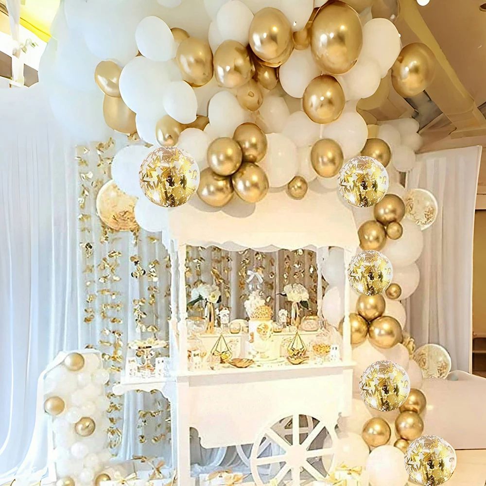 White And Gold Party Balloon Set 5