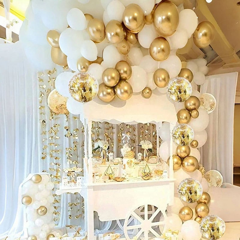 White And Gold Party Balloon Set 5