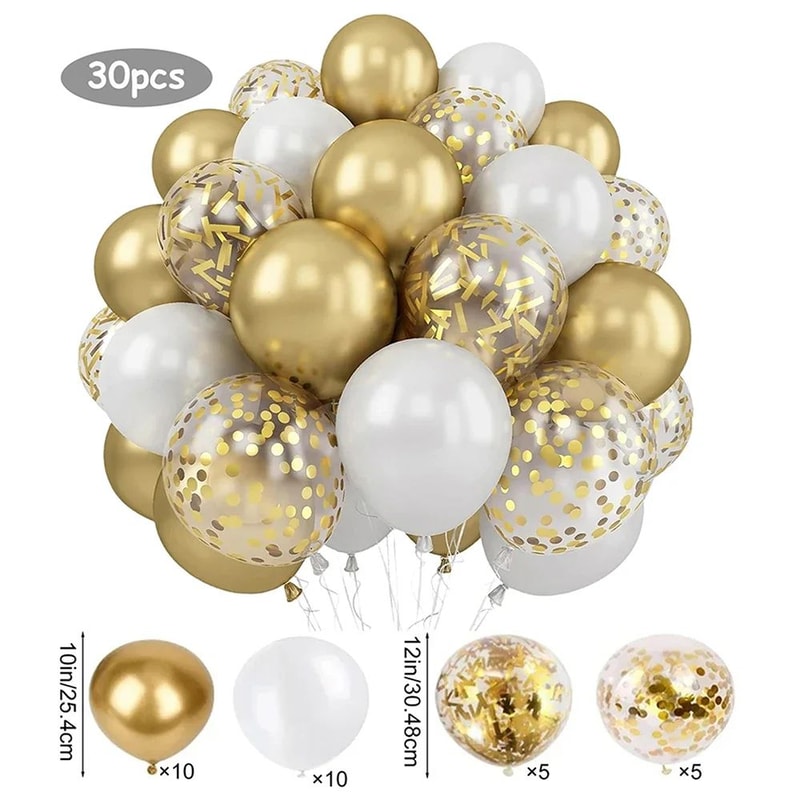 White And Gold Party Balloon Set 7