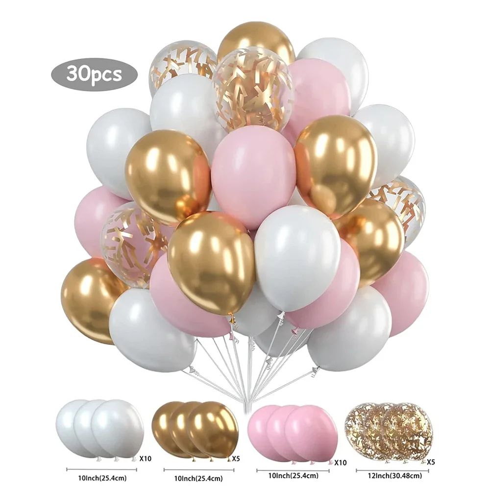 White And Gold Party Balloon Set 10
