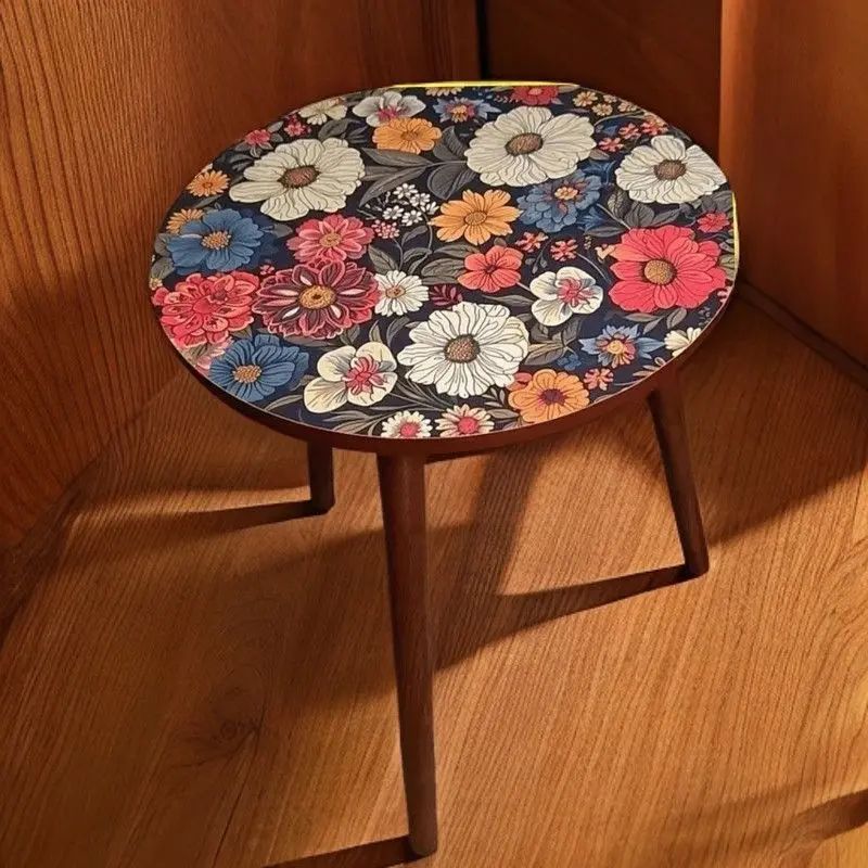 Mandala Wooden Round Side Table 1
