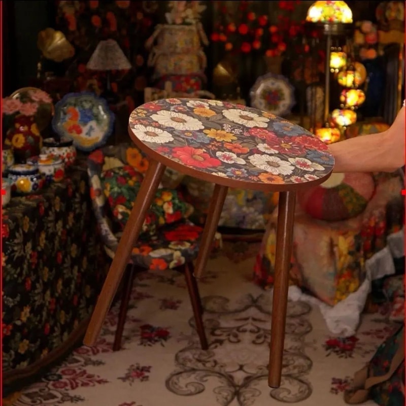 Mandala Wooden Round Side Table 2