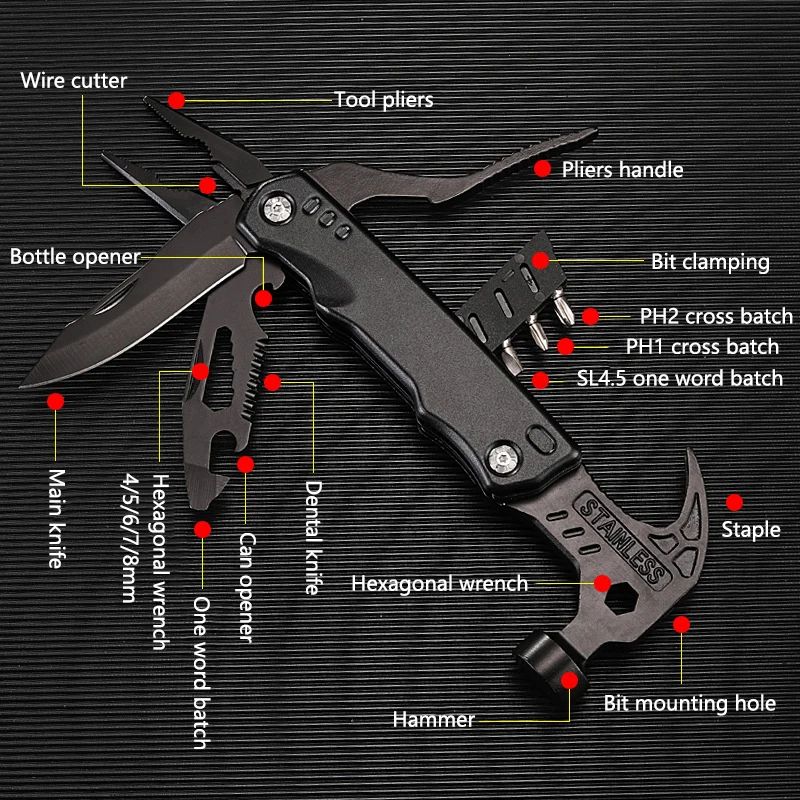 Multifunction Folding Wrench Hammer Tool 4