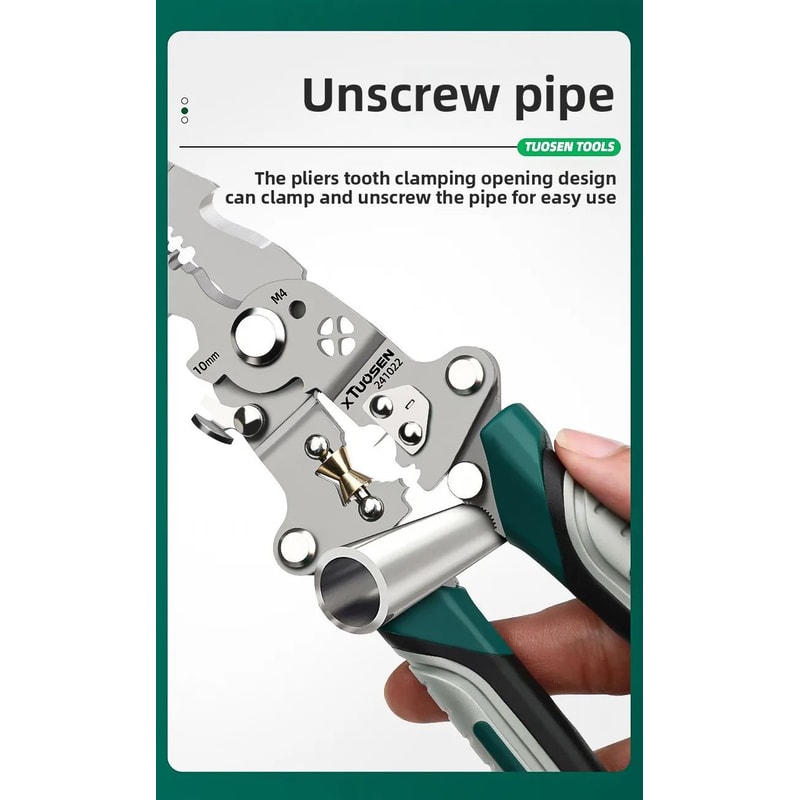 TUOSEN Multifunction Foldable Wire Stripper Pliers 8