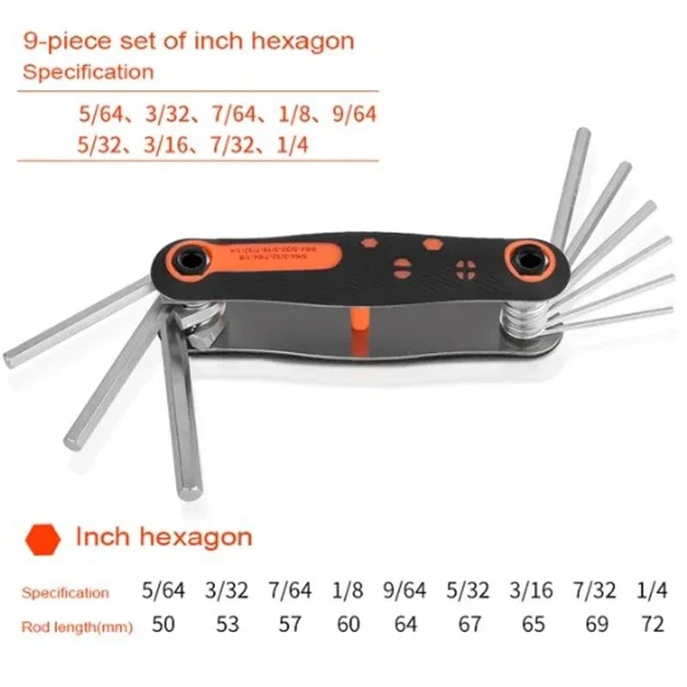 Folding Allen Key Torx Wrench Set 9