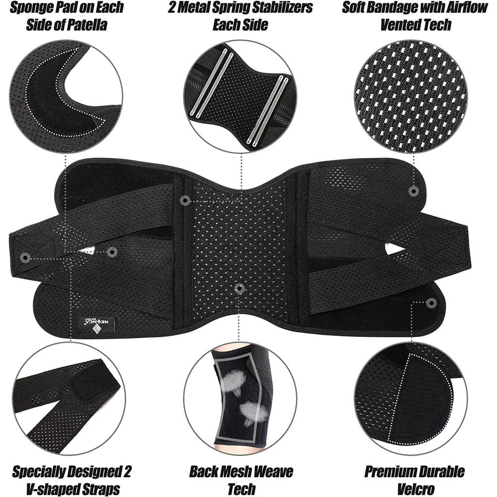 Knee Support Brace With Side Stabilizers Air Mesh Fabric Meniscus Tear ACL Arthritis Relief 1