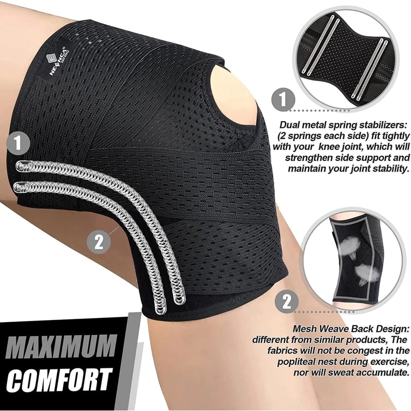 Knee Support Brace With Side Stabilizers Air Mesh Fabric Meniscus Tear ACL Arthritis Relief 2