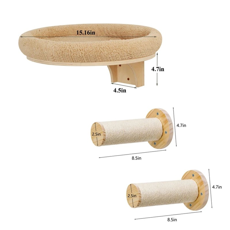 Wall Mounted Cat Climbing Ladder With Hammock 13