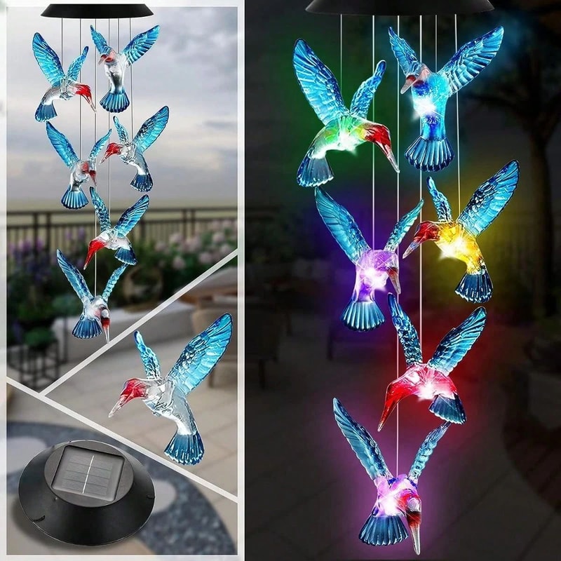 Solar Hummingbird Wind Chimes 3