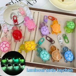 glow turtle resin keychain ornament