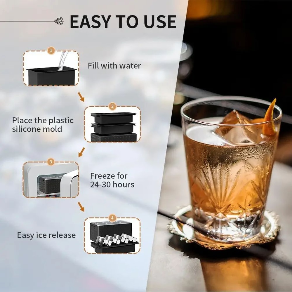 Clear Square Ice Cube Tray For Whiskey 4