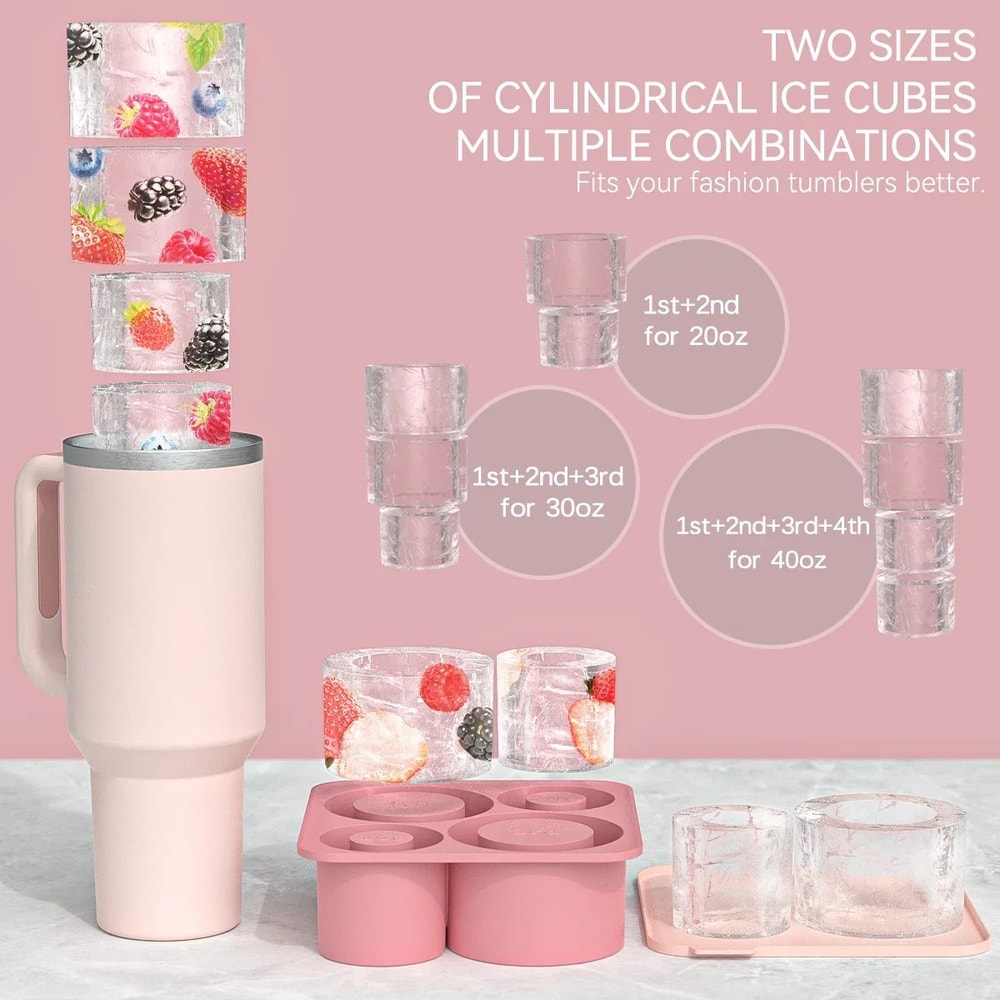 Silicone Hollow Cylinder Ice Cube Tray 4