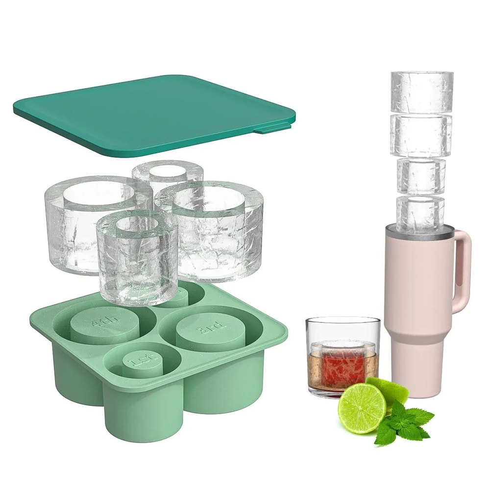 Silicone Hollow Cylinder Ice Cube Tray 10