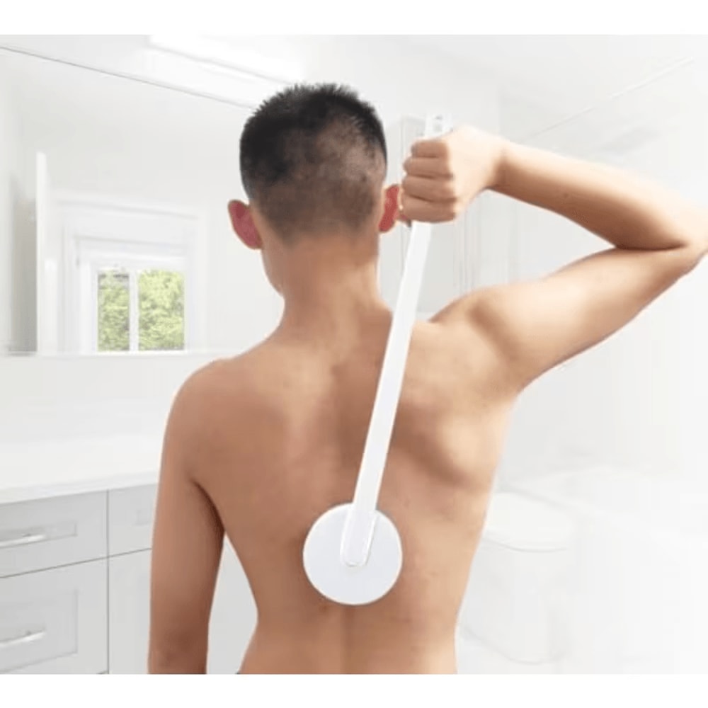 long handle back lotion applicator in use