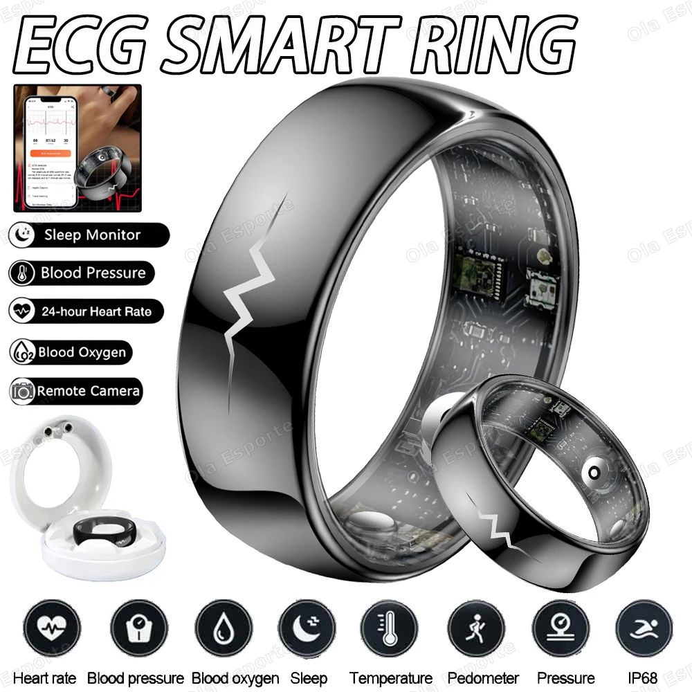 Smart Health Monitoring Ring Heart Rate SpO2 Blood Pressure Temperature Sleep Tracker 0