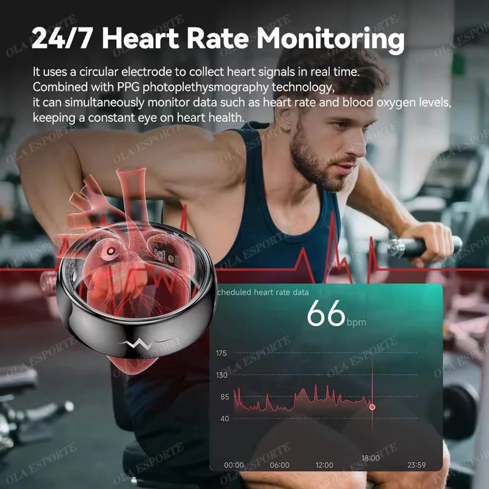 Smart Health Monitoring Ring Heart Rate SpO2 Blood Pressure Temperature Sleep Tracker 3