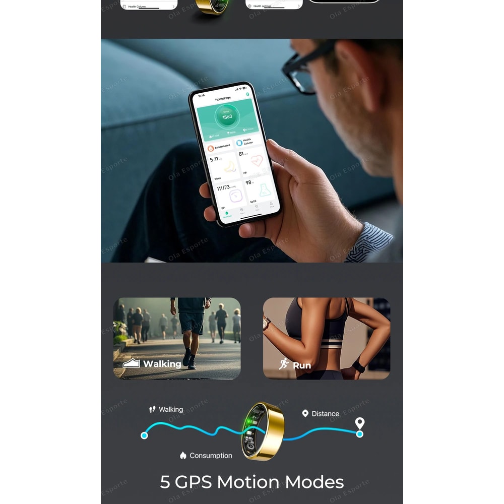 Smart Fitness Health Ring Heart Rate SpO2 Sleep Multi Sport Tracker 8