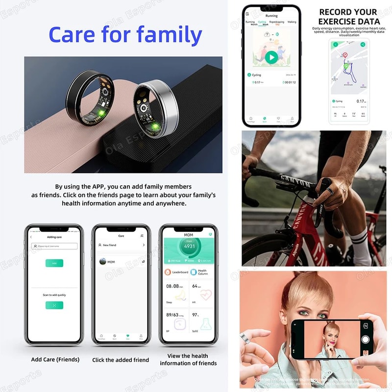 Smart Fitness Health Ring Heart Rate SpO2 Sleep Sport Tracker 2
