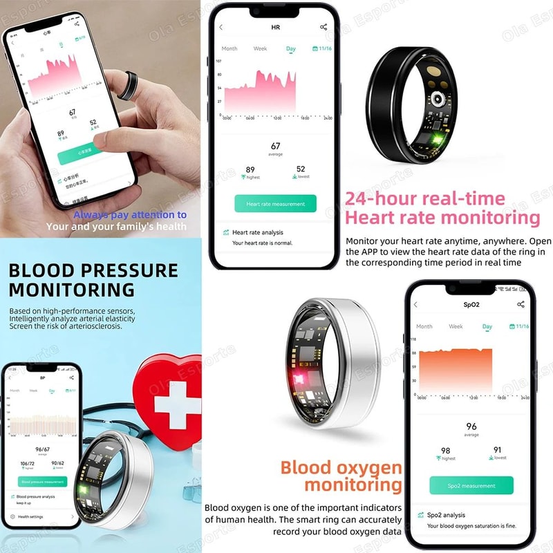 Smart Fitness Health Ring Heart Rate SpO2 Sleep Sport Tracker 3