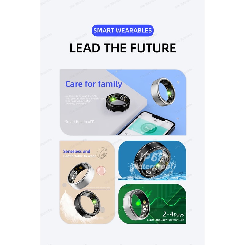 Smart Fitness Health Ring Heart Rate SpO2 Sleep Sport Tracker 7