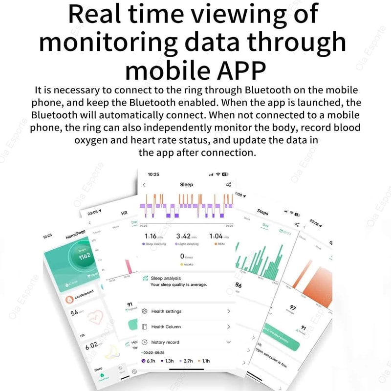 Smart Health Fitness Ring Heart Rate SpO2 Multi Sport Tracker 6