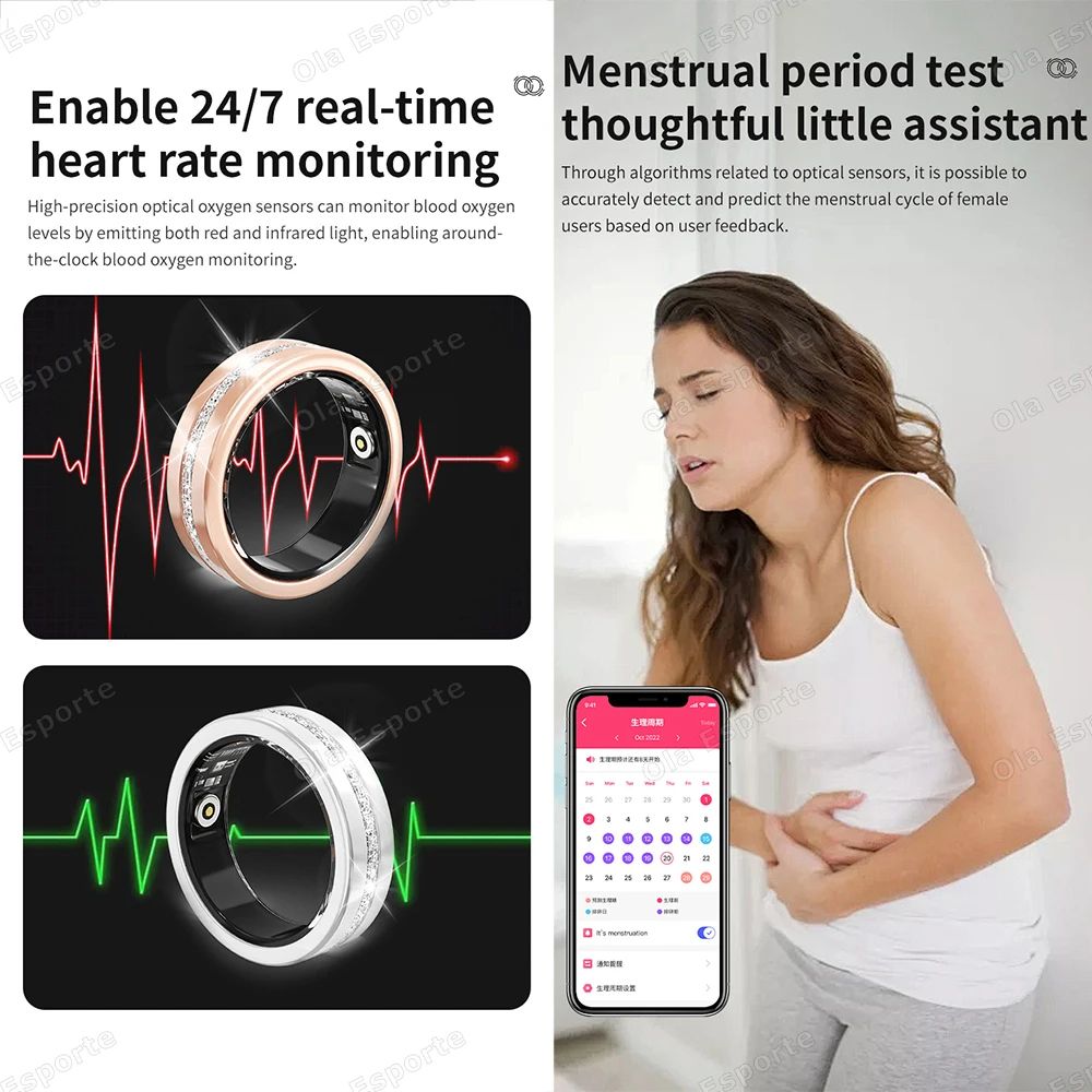 Fashion Smart Fitness Ring Heart Rate Pedometer Health Tracker 2