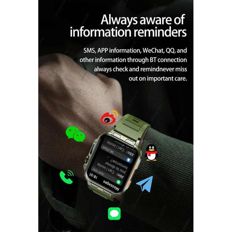 Outdoor Military Bluetooth Smart Watch Heart Rate SpO2 Fitness Tracker 10