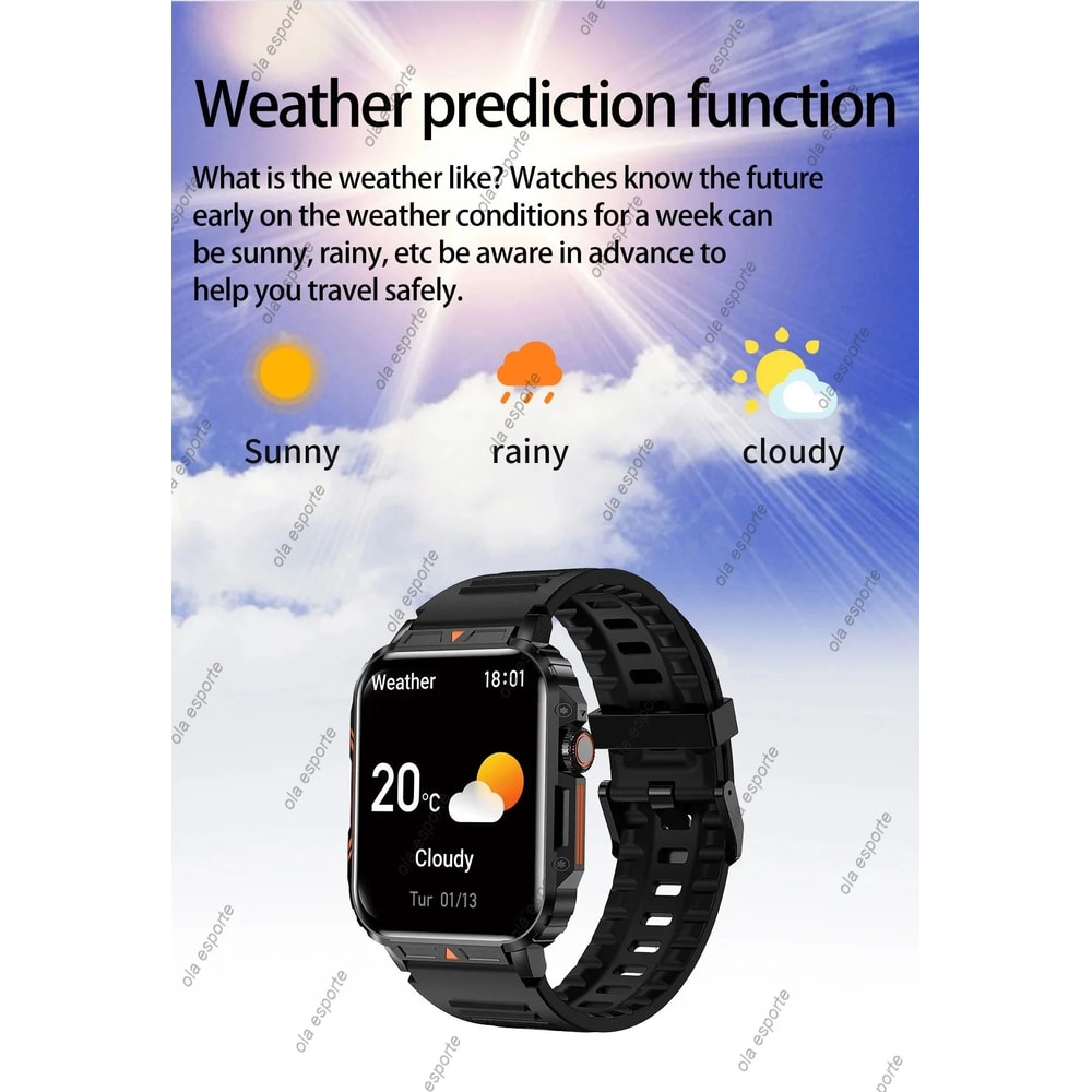 Outdoor Military Bluetooth Smart Watch Heart Rate SpO2 Fitness Tracker 14