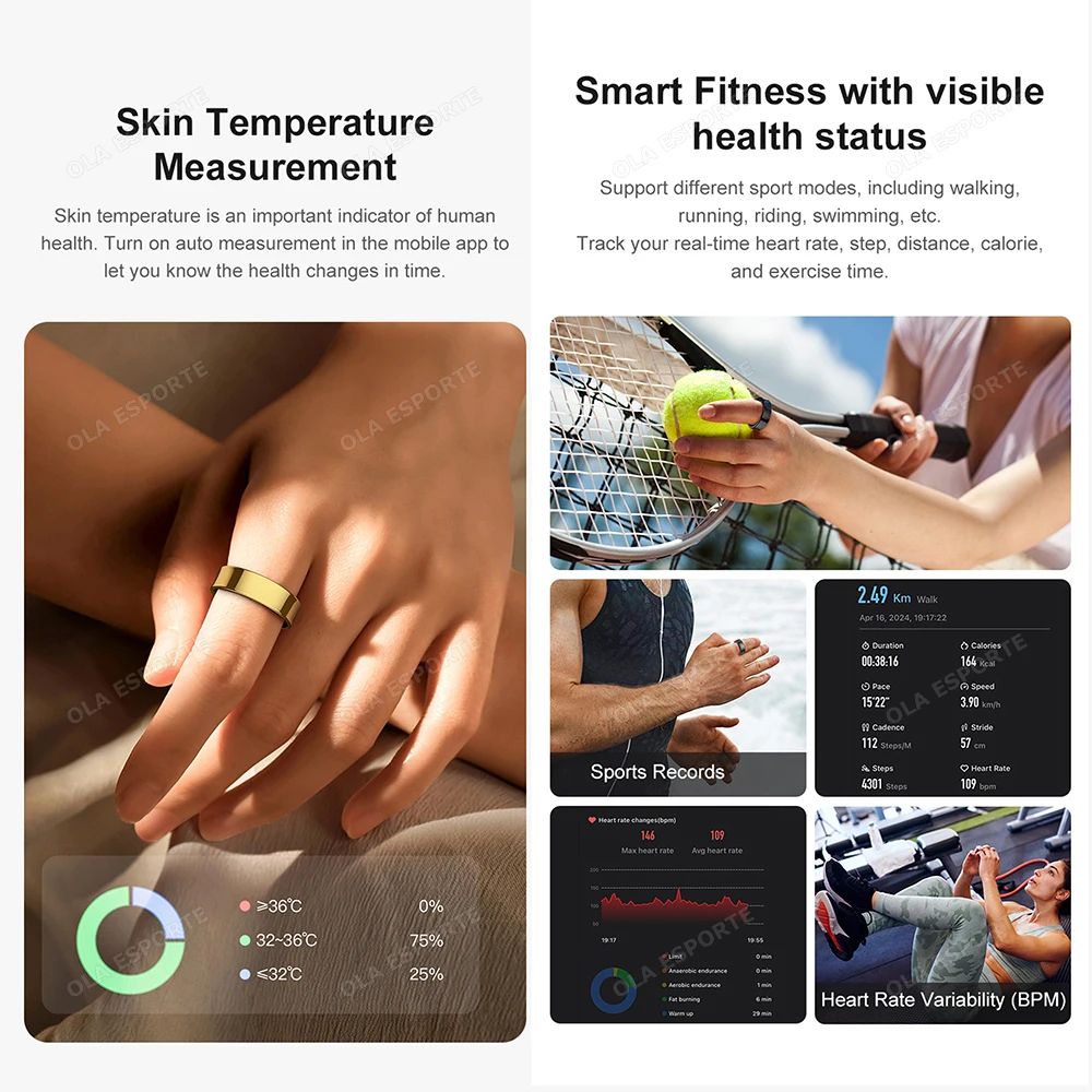 R09 Smart Health Fitness Ring Heart Rate SpO2 Sleep Tracker 2