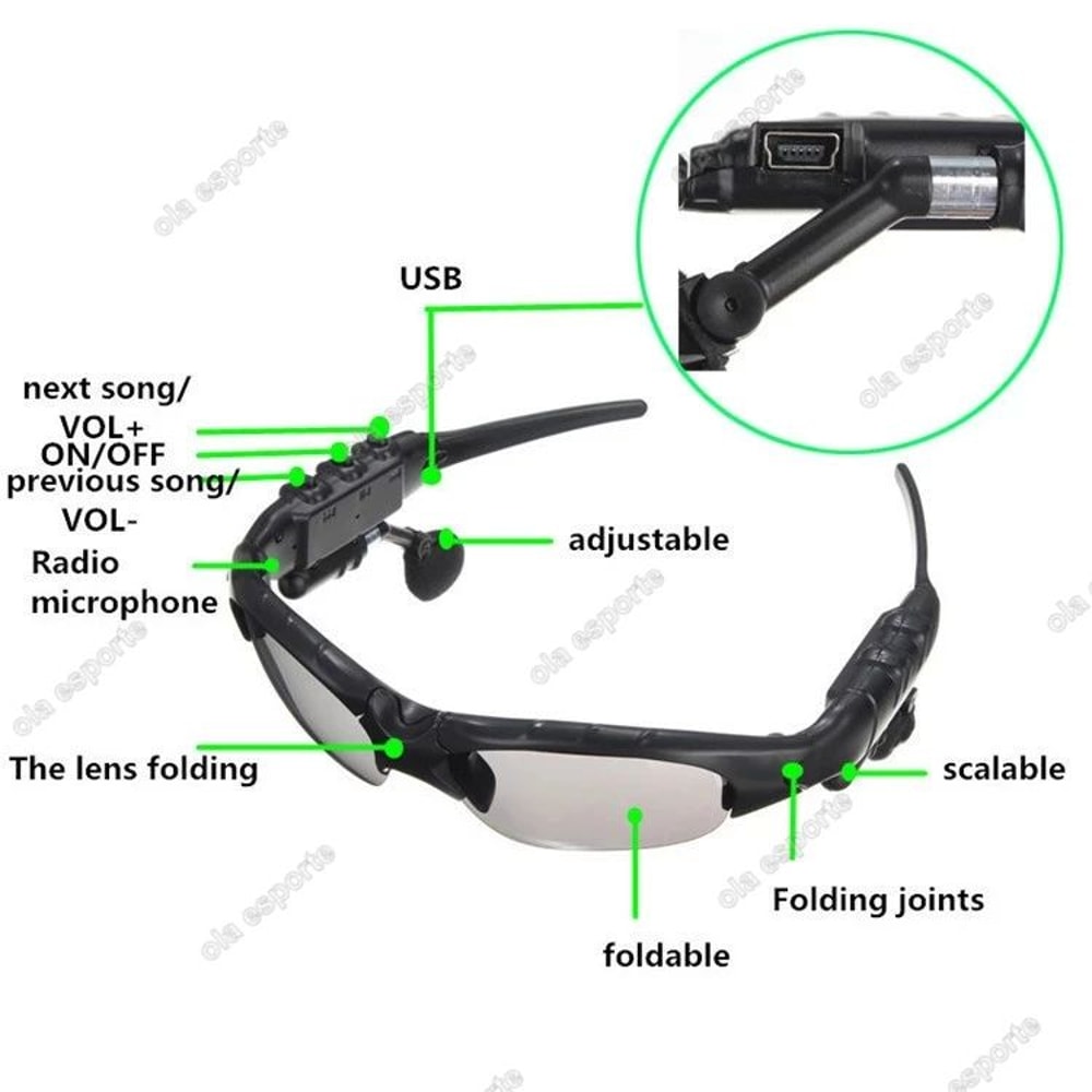 Wireless Stereo Smart Glasses Sunglasses With Mic For Sports And Driving 10