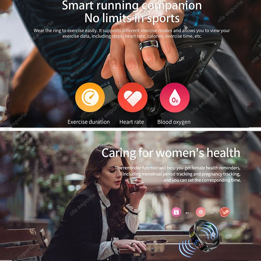 R12 Smart Health Ring With LED Display Heart Rate SpO2 Sleep Tracker 2