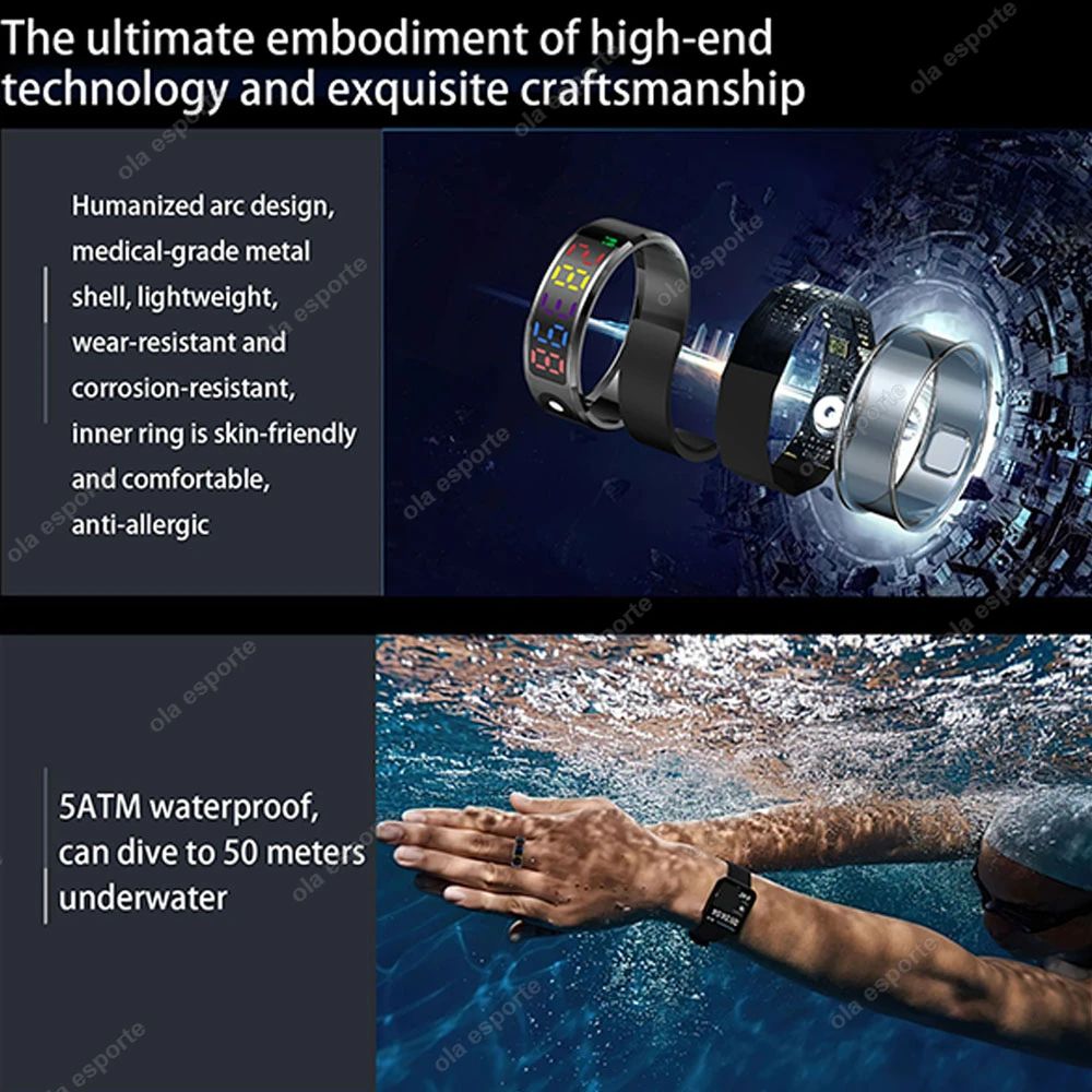 R12 Smart Health Ring With LED Display Heart Rate SpO2 Sleep Tracker 4