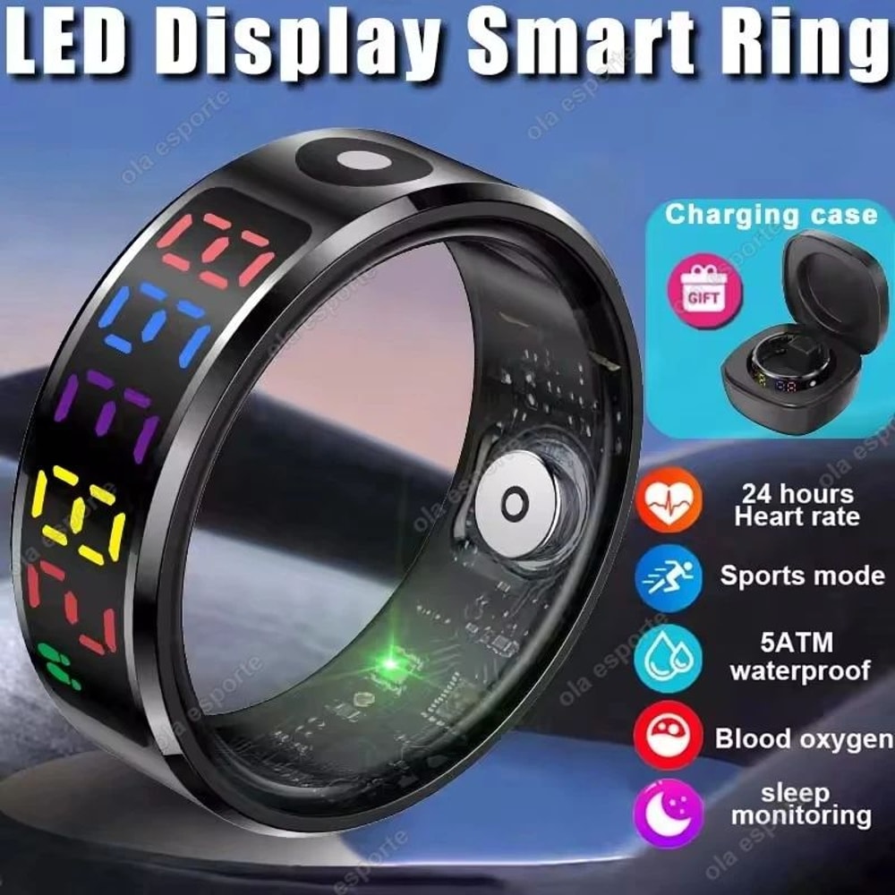 R12 Smart Health Ring With LED Display Heart Rate SpO2 Sleep Tracker 9