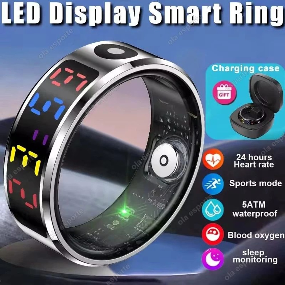 R12 Smart Health Ring With LED Display Heart Rate SpO2 Sleep Tracker 10
