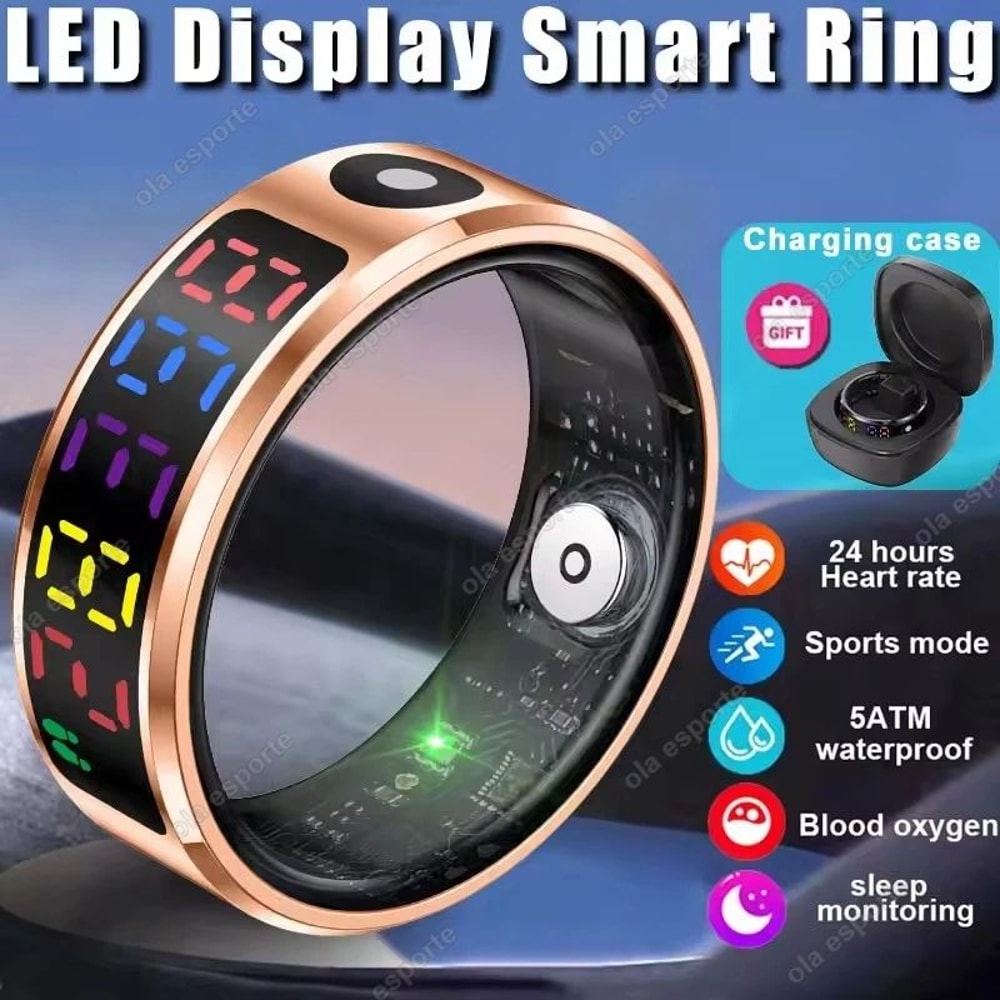 R12 Smart Health Ring With LED Display Heart Rate SpO2 Sleep Tracker 11