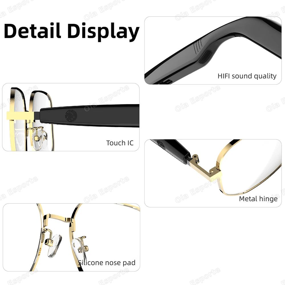 Bluetooth Audio Smart Glasses With Anti Blue Light Lenses 5